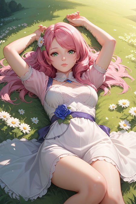 score_9, score_8_up, score_7_up, score_6_up
<lora:TKNAlisa:0.8>
TKNAlisa, 1girl, pink hair, green eyes, looking at viewer, lying in a field of wildflowers, arms stretched out, sun shining through the clouds, soft and warm lighting, peaceful and nature-connected feeling
