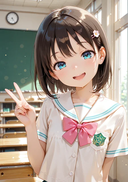masterpiece,best quality,amazing quality,
1girl,looking at viewer,<lora:dansty:1>,smile,open mouth,classroom,head tilt,standing,upper body,V,