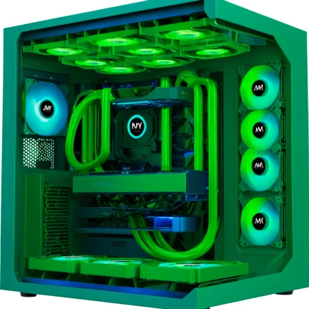 (pc showcase, fully equipped, liquid cooling tubing, cmyk lights, Blue case) <lora:46_pc_showcase:1.1>
Green background,
high quality, professional, highres, amazing, dramatic,
(Sunny vineyard and wine tasting event:0.5),