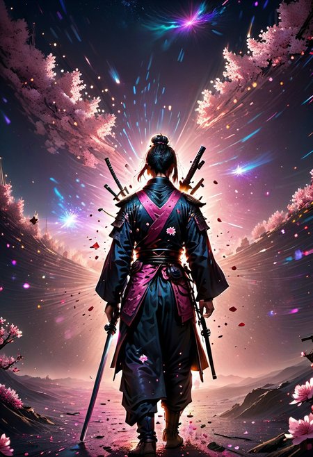 score_9, score_8_up, score_8, full color painting of samurai army, pink blossom, petals on the wind, far view, night time, stars in the sky,  landscape, dramatic lights,  sparkles around, insane details, intricate details, hyperdetailed, soft cinematic light, dim colors, exposure blend, hdr,