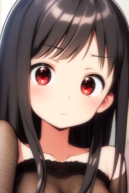 best quality, masterpiece, black hair, red eyes,  upper body, beauiful galaxy