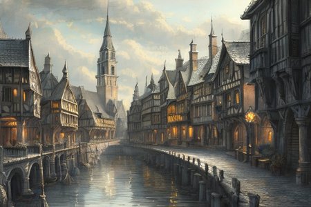 RAW photo, (masterpiece:1.3), subsurface scattering, heavy shadow, (high quality:1.4), (intricate, high detail:1.2), professional photography, HDR, High Dynamic Range, realistic, ultra realistic, photorealistic, high resolution, film photography, ambient lighting, atmospheric effects, <lora:detail_slider_v4:2>, OverallDetail,  <lora:Laketown:1>, ridge, building, town, cloud, fantasy, laketown, no humans, scenery,  sky, stairs, water, watercraft