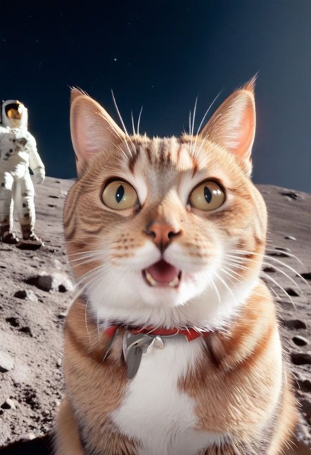 ASCII,masterpiece, hyper detailed, 8k, ray tracing, ultra sharp,
cinematic film still anime artwork,  cfb ,close up of a surprised and shocked cat foreground, a mission apollo on the moon background, vibrant, highly detailed,  shallow depth of field,,cinemascope, moody, epic, gorgeous, film grain, grainy,meme,parody,deep black sky, apollo_style