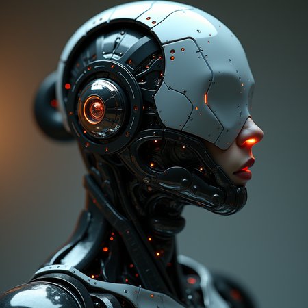 ,3d model, 3d render,  cyborg's head 3d octane render,carbon material body parts, ultra photorealistic, 8 k hyper detailed image unreal engine, the art contemporary art by adolf hiremy hirschl, shallow depth of field, vignette, 
