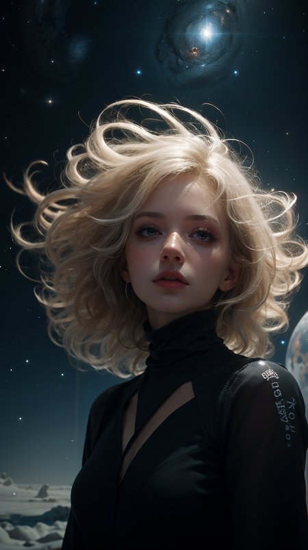 1girl, cosmic, black dress, glass, <lora:Hellasthetic v2:0@0:1@0.1>, 1girl, silver, fractal_art, Space-time distortion, Horizon, Colony, backlighting, elegant, Glowing white hair, black planet generator, High ceiling, Ice Planet, Planet Collision, blizzard crystal, winid, storm, float, close-up, Blue light line, collapse, 35mm photograph, film, bokeh, professional, 4k, highly detailed, <lora:epiC35mm:0.9>,