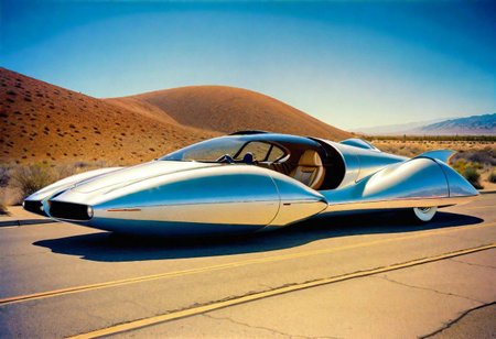 mobius, a concept car US Steel, retrofuturism, scifi  ,california art deco , leica f1.4 summilux , velvia 200 film , 1982