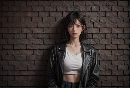 ,ruanyi1277,brick wall,<lora:1277 brick wall_v1_pony:1>, score_9,score_8_up,score_7_up,,8k,1girl,solo,,