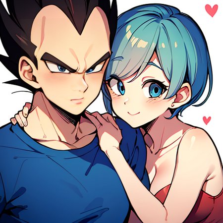 masterpiece, best quality, absurdres, wallpaper, detailed face, detailed eyes, Vegeta and Bulma together on a date, Vegeta blushing while Bulma grins, 1guy, 1girl, <lora:Vegeta:0.41>