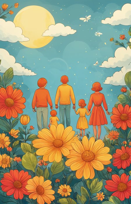 masterpiece,best quality,<lora:tbh43-sdxl:0.9>,illustration, portrait of family