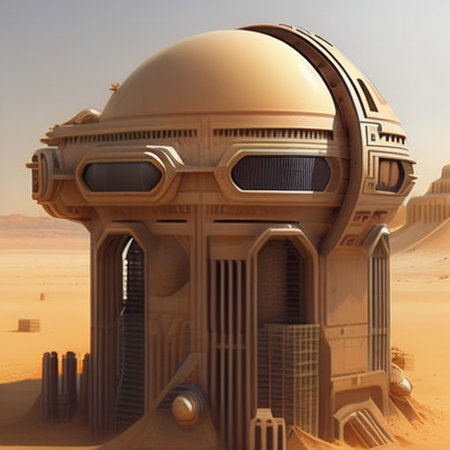 <lyco:Peter_Gric:1.0>  style by Peter Gric  desert, cyberpunk, beige, miscellaneous academia