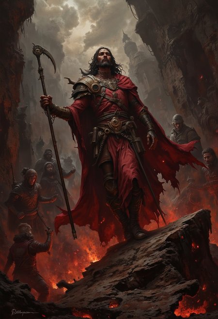 The gates of hell have opened, unleashing hell on earth.
Christ the King has risen and stands with his army of disciples. 
<lora:Dieselcore:0.8> d1eselc0re
