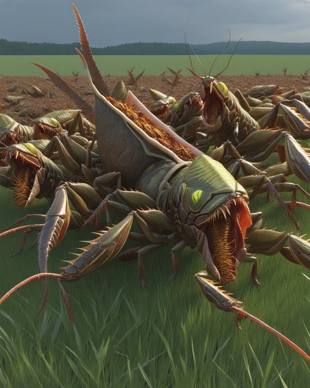 3d,cgi,octane render,a horde of flesh locusts feast on a field of flesh,fleshmutant,intricate detail,best quality, <lora:Cyberfleshmutant:0.65>