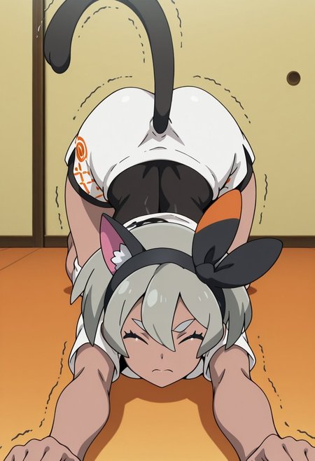 Cat_Stretch,bea(pokemon),,masterpiece,best quality,anime screencap