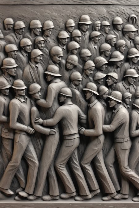 <lora:BAS-RELIEF:1>BAS-RELIEF - perfect bas relief of walking people from low contrast smooth gray charcoal texture