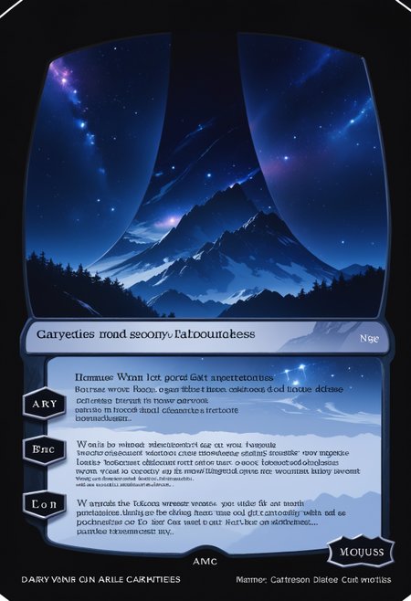 c4rd,english text,character name,
hlrng, horizon, starry sky, , mountainous horizon, scenery, , dark, darkness, night, night sky, star \(sky\), nebula, galaxy,
score_9,score_8_up,score_7_up, source_anime,
 <lora:MTG_card_v2:1>    <lora:haloring-halo-richy-v1_pdxl:1>
