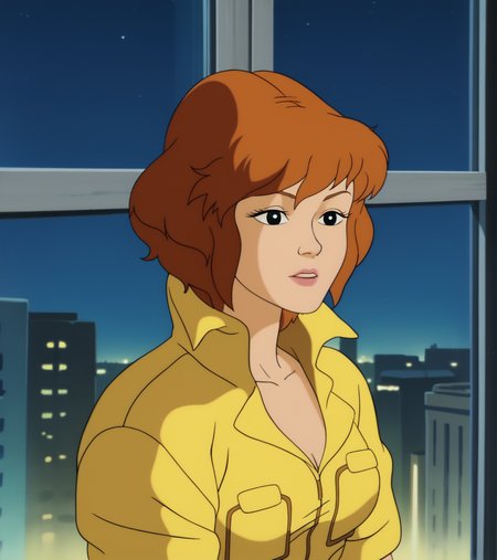 score_9, score_8_up, score_7_up,  
apriloneil, yellow jumpsuit, 1girl, city background, night, windows, skyscraper, retro_artstyle, cartoon, source_cartoon, lowres, 1990s_(style), <lora:April_ONeil:1>