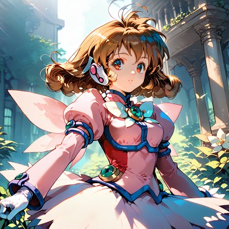 (score_9:1.2), score_8_up, score_7_up, source_anime , best quality,<lora:corrector yui-pony-02:1>, corrector yui, 1girl, solo, magical girl, fairy element suit