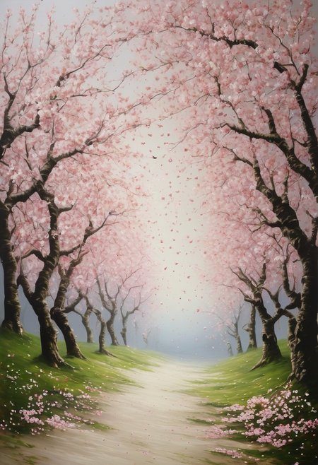 falling cherry blossoms, spring, realistic, DOOMHAZER