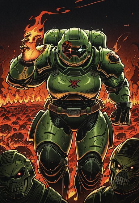 813nm0hstyle,   masterpiece, best quality, solo,                                                                                                                                                                                                                                                  doomguy, armor, hell, cracked visor, red glowing eye, fueled with rage, flames, 