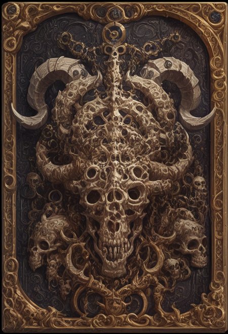 Card, Tarot, graphic border, Illustrative, Dark, angelic, porcelain, skull, detailed, spiralled horns, ritualistic, intricate white background, geometric shapes, concentric rings,
score_9, score_8_up, score_7_up,
