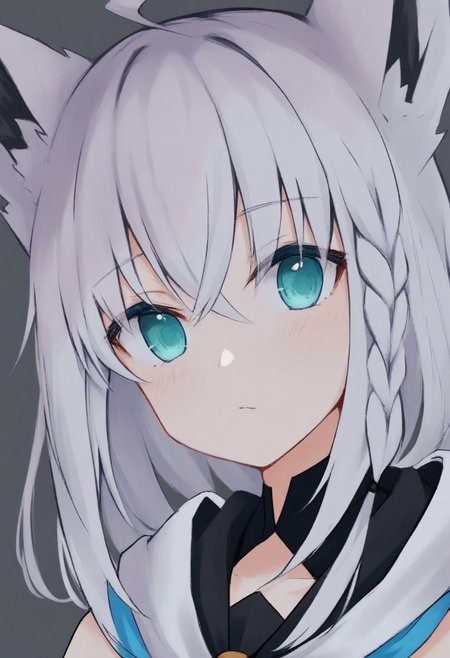 score_9, score_8_up, score_7_up, portrait of Shirakami Fubuki, stylish,artist, closed mouth