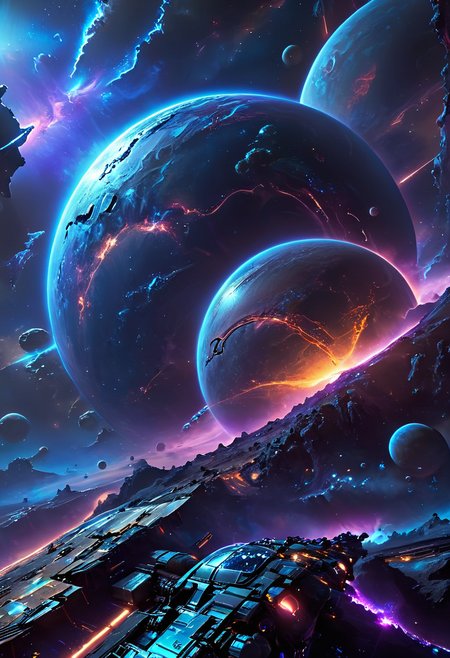futuristic cyberpunk sci-fi exoplanet with a galaxy sky and two moons, (((masterpiece))), ultimate details, 32k, HDR, stunning composition, sharp focus, vivid colors, highiest texture resolutiion, soft lighting, breathtaking setting, amazing quality <lora:add-detail-xl:1> <lora:add_details_xl:1> <lora:SDXLHighDetail_v5:1>  <lora:More_interesting_backgrounds:1> IBG, hyperrealistic, photorealistic, colorful neons