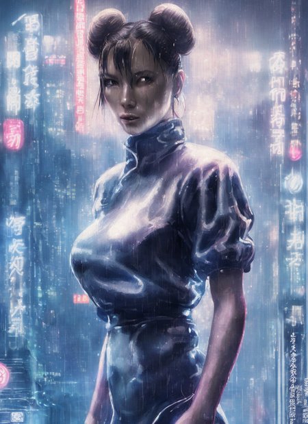 detailed film still of portrait neon operator sks woman in the movie blade runner, messy ponytail, cyberpunk futuristic, neon, reflective puffy coat, decorated with traditional japanese by smail inceoglu dragan bibin hans thoma greg rutkowski alexandros pyromallis nekro, illustrated, perfect face, fine details, realistic shaded, fine - face, pretty face