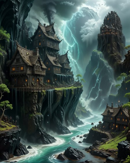 dark fantasy enchanted stone village with,,Squall line: Arcus shelf advancing like tsunami of liquid obsidian,
random army  in landcscape,
<lora:ral-dark-fantasy-il:0.8>,eldritch horror,
<lora:extremely_detailed:4> extremely detailed,
<lora:add-detail-xl:1.1>,
detailxl