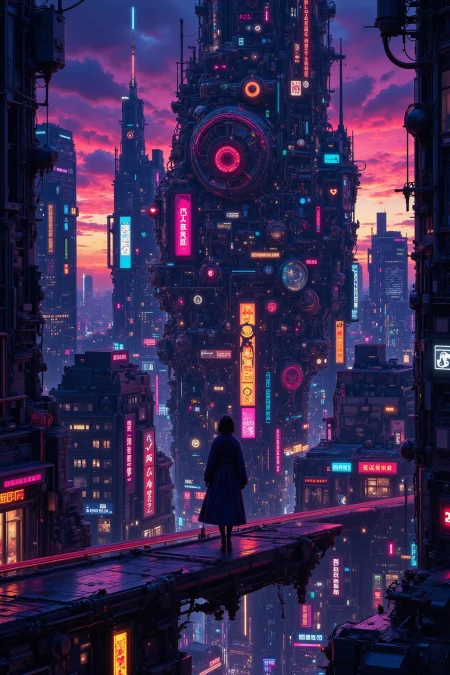floating city beautiful  landscape, dusk, woman, very intricate, very detailed, sharp, bright, colorful, <lora:Hand v2:0.5> <lora:Anti-Blur:1><lora:Insane Detail Slider:0.25>  <lora:flux.1_lora_flyway_Epic-detail_v2:0.3> <lora:fluxenhancer:0.25> <lora:Neurocore Anime Cyberpunk v2.0:1> A digital artwork in the style of cknc <lora:abyss-neon:0.6> bo-neon
