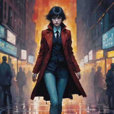impressionistic bidimensional a biracial goth girl dressed in playful colours instead of black, action pose by a tardis, watercolor (monet:1.2) dadaistic collage (by Bill Sienkiewicz:1.5), night city. Beautiful face. resplendent spotlight effect, alcohol and gold leaf highlights.