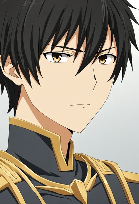high resolution, solo, best quality, 1Boy, Kanie Seiya, Black Hair, portrait, looking at viewer, focused gaze forward, upper body, head upright, neutral expresion, OverallDetail
