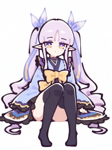 simple background,white background,1girl,solo,full body,looking at viewer,,kyouka \(princess connect!\),black thighhighs, <lora:294@:1>, masterpiece, best quality, very aesthetic, absurdres