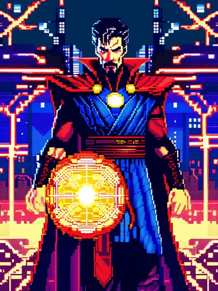 Marvel Docter Strange, in the verse of Ninja, realistic masterpiece, Pixel Art, highly detailed <lora:pixel_art_lora:1>