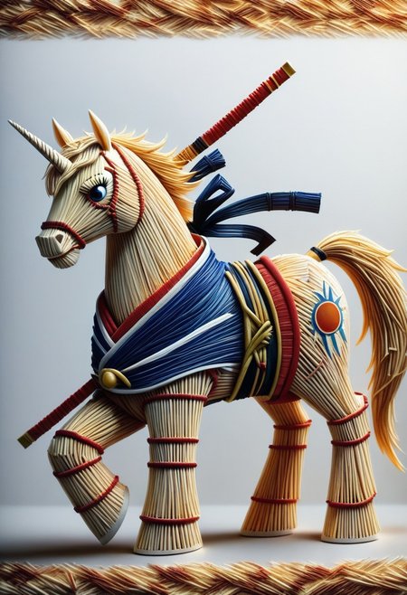 ((Anime)) mythical ,1male, unicorn, golden costume, high quality, samurai, legend, powerful warrior