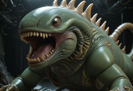 cinematic, xenomorph chonkasaurus, scifi, slimey, raytracing, HD, 4k, floating energy, night, dark, (energy effects:1.3), <lora:chonkasaurus-000003:1>, <lora:add-detail-xl:2>
