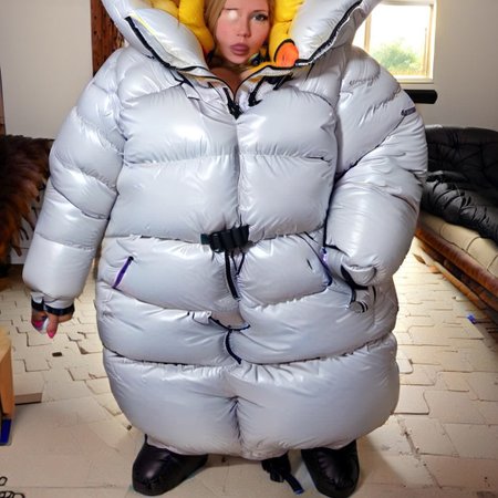 full view of hyper realistic front very cute  stuning hispanic blond very curvy ball gagged women wearing a yellow ((extra_puffy_adjusted_long_strait_closed_coat))  ((ultra_long_coat)) ((extra_puffy_down_hood))  ((very_high_down_collar)) ((down_glove)) ((down_puffer_boots)) ((black ball gag))
,slim downcoat,closed coat, ball_gag, 
long_legs, long_sleeves,  dress, high_strait_neckbrace, medical_neckbrace, lips, hand_fan, dress, beach,  walking, daytime, sun, sunlight,
<lora:Puffer_Jacket_and_Down_Jacket_-_Extra_Puffy_Jackets:0.9>
 <lora:VictorianBustleDress:0.6><Lora:Parkasite-XL:1.0