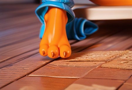 score_9, score_8_up, score_7_up, score_6_up, score_5_up, score_4_up, 1girl, furry female, kiff chatterley, orange squirrel, barefoot, orange feet, 3 toes, foot focus, close-up