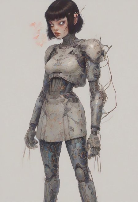 score_9,score_8_up,score_7_up,score_6_up,score_5_up,score_4_up, full body, tomie kawakami, standing in lost city, solo,female focus,looking at the spectator,(Heart-shaped face, dark blue eyes, plump lips, short bob-cut dark brown hair, 5'6", 125 lbs, medium breasts, narrow waist, slender figure, a star tattoo on the ankle, pale skin, angular jawline, and slightly upturned nose.:1.3),(A gold lace bra paired with a black puffy mini skirt, and finished with bold gold high heels on a platform, featuring exquisite lace designs and a skirt made of rich velvet fabric, providing a luxurious and captivating look.:1.3),(plain contrasting background:1.3),(full-length:1.5),hands,Perfect hand,Perfect feet,Perfect eyes,cyb0rg,science fiction,cable,mechanical parts, stunted dark city background , horror, scary city,<lora:feet v3:1>,<lora:hand 4:1>,<lora:PerfectEyesXL:1>,zPDXL2,zPDXLpg,<lora:cyb0rgXLP:0.8>,<lora:add-detail-xl:1>,<lora:DP-Pony:1>,p33rs,<lora:incase-ilff-v3-4:0.2>,