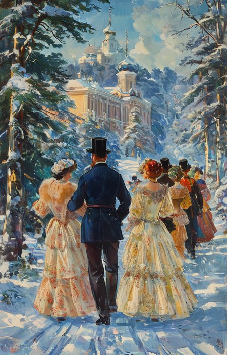 masterpiece,best quality,<lora:tbh263-sdxl:0.9>,illustration,style of Boris Kustodiev portrait of family