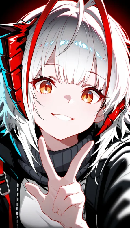 (masterpiece, best quality), best score, best anatomy, ultra deitailed, amazing quality, very aesthetic, absurdres, highres, newest, HDR, 8K, high detail RAW color art, high contrast, bright face, large pupil, eyelashes, brilliant skin, shiny skin, 
1girl, 1girl, w \(arknights\) v, smile, <lora:薄塗り:0.4>, <lora:ponyv5_noobV065S_1:0.85>, <lora:spo_sdxl_10ep_4k:0.6>, <lora:GBF_Illustrious:0.4>, <lora:MeMaXL4:0.8>, <lora:Detail Tweaker XL:0.8>