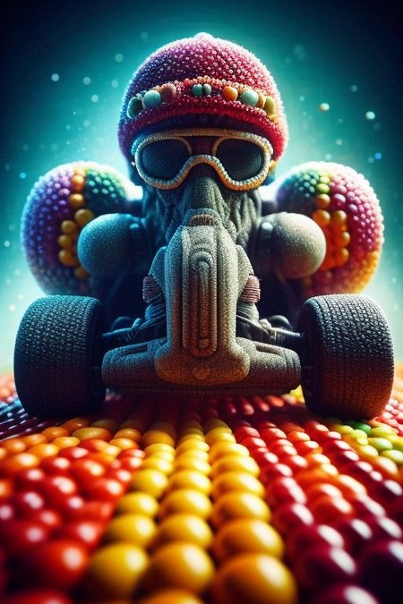 Skittles, Taste the Rainbow, [Skittles Theme], [items made of skittles], 
Dieselunk　・・・　 Diesel-type machinery, goggles, hats
,ultra high resolution,hyperdetailed, masterpiece, 3d modelling,