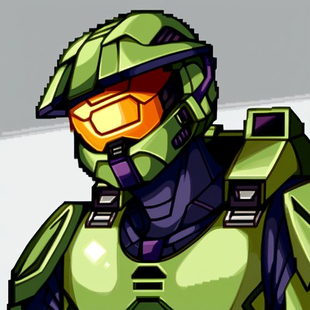 score_9, score_8_up, score_7_up, source_anime, BREAK, solo, 1boy, looking at viewer, <lora:P1-Portraits-pdxl_Fp:1>, portrait, simple background, pixel art, <lora:masterchief-halo-richy-v1_pdxl:0.8>, masterchief, helmet, visor, power armor,
