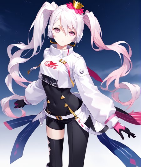 # Cosplay Test
score_9, score_8_up, score_7_up, source_anime,  BREAK
masterpiece, best quality,
1girl, solo, mu (caligula), gradient hair, pink eyes, white hair, pink hair, asymmetrical twintails, mini crown, hair flower, behind-the-head headphones,
white jacket, cropped jacket, long sleeves, two-tone gloves, black gloves, pink gloves, black bodysuit, single thighhigh, single thigh boot
(masterpiece, best quality:1), 
 <lora:tce-mu.pdxl-000010:1>  <lora:vocaloid_racingmiku2022_ponyXL:0.8>
