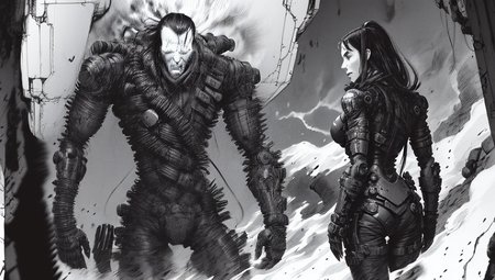 As Killy and Sanakan navigate the treacherous depths of "The City," they encounter ruthless artificial intelligences, biomechanical creatures, and warring human factions. Through epic battles and unexpected encounters, both characters are forced to question their own existence and purpose in a world where humanity has faded away <lora:Blame!:1>