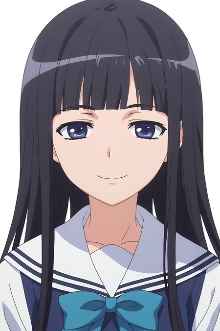 <lora:TraiN:0.8>, white background, Himegami Aisa, upper body, smile