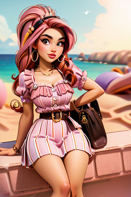 close up L1vvyLuvTI pink hair, summer dress  <lora:p3r3zstyle:0.8> p3r3zstyle