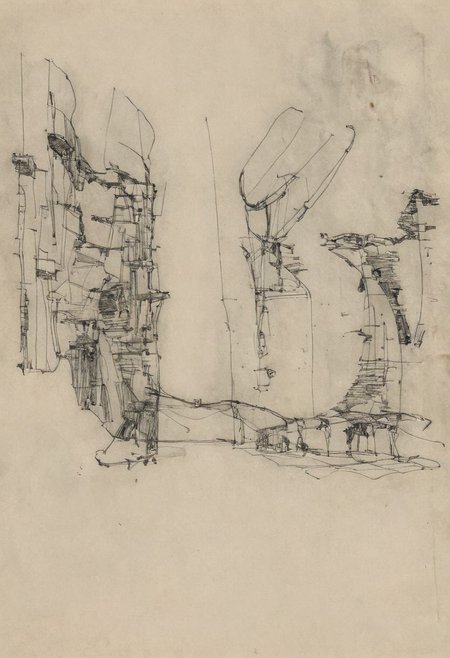 a professional hand sketch of architecture,
(POV view , DOF, first people view from the entrance, low angle shot:1.4),
(Ancient civilization, Alien Prometheus movie scene, dune movie scene:1.5), (The colonial city of the future, in the mist-filled Grand Canyon, on an unknown Earth-like planet, 2 moon on sky, Spaceship flight connects colonies, waterfulls:1.3), (Machu Picchu, a mountain settlement, incredibly spectacular:1.2), (Mario Botta:1.3), (avant-garde, future, reality, science fiction, photorealistic), (modern architecture:1.2), White limestone with black granite, fountain, waterfall, landmark, square, path, narrow street,
(Large Files, Ultra Realistic, 8K, 16k, FHD, HD, VFX, Perfect, Photography, composition, Architecture Sales Photography, Architecture Competition, Ultra High Resolution, Cinematography, High Resolution Image:1.1), (dramatic lighting, direct sunlight, ray tracing, clear shadow:1.2),  (real landscape:1.1), (blurred background:1.0), (urban background, more_details) ,
great lighting, extremely detailed, hillscastel, Neo Classic, Architecture sketch