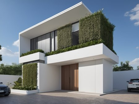 Architectural style Architectural style,    <lora:JJsMInimalistStyleHouse_XL:1>, ((MInimalist Style House)),(masterpiece) , ((best quality)), dramatic lighting, high quality outdoors, sky, day, cloud, tree, blue sky, building, scenery, road, real world location,  sunlight, enough detail, high resolution,super realistic, Photorealistic, highly detailed, balcony, plants, door, car,  paving, , architectural drawing, highly detailed  , . Clean lines, geometric shapes, minimalist, modern, architectural drawing, highly detailed