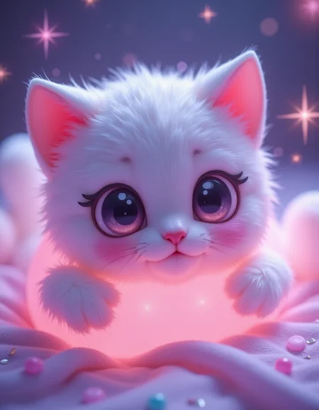 A chibi-style cat with oversized glittery eyes peers from a puffy marshmallow-textured ghost sheet. Blush accents, a tiny pink nose, and heart-shaped whiskers dominate the face. The sheet glows with a soft pink inner light, while the background radiates starbursts and floating candy-colored sparkles. Ultra-saturated colors, rounded shapes, and a sprinkle of confetti complete the adorable overload.
_________
dramatic beauty, otherworldly quality, soft lighting, shallow depth of field, high detail, dynamic composition, cinematic shot, film grain, balanced shadows, harmonic colors, emotional depth, symbolic meaning, innovative props/costumes, timeless elegance, modern themes, iconic imagery, unforgettable moment, captivating beauty, stunning impact, thought-provoking, artistic vision, masterful execution.
<lora:cheats:0.4> <lora:NOOB_vp1_detailer_by_volnovik_v1:0.5> <lora:- Flux1 - soothing_atmo_V2.0:0.1>