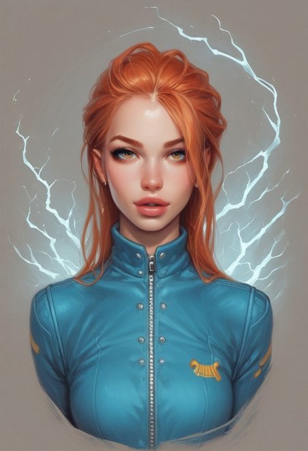 (((dynamic angle))),
comic style, looking at viewer, highly detailed, source_comic_illustration, from front, 1girl, illustration, comic style, looking at viewer, highly detailed, source_comic_illustrationskinny, looking at viewer, 1girl, masterpiece, best quality, cowboy shot, girl, realistic drawing, anime, by Sam Yang, sharp highly detailed 2d illustration, comic art, (hyperrealism, soft light, sharp), 
BREAK
(((Lyra's iridescent jumpsuit shimmers like a moonlit lake, with neon pink and electric blue accents. Her ginger hair crackles with electricity, styled in loose waves. Eyes burn like hot coals in fiery red and orange))),
((((full-clothed)))), ((cute face)), (((young beauty face)))
BREAK 
((strange world background)) score_9, score_8_up, score_7_up, score_6_up, source_cartoon, rating_explicit, Expressiveh, (((((upper body))))), dynamic pose
